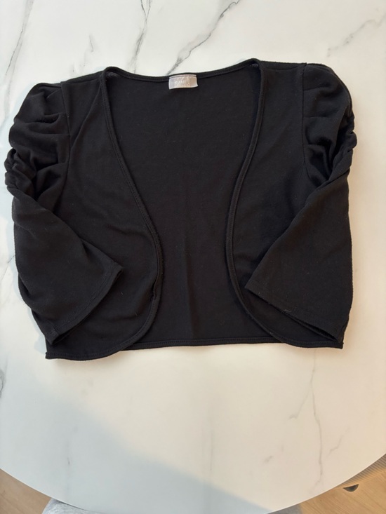 Sweaters - Black Cropped Open-Front Bolero Shrug